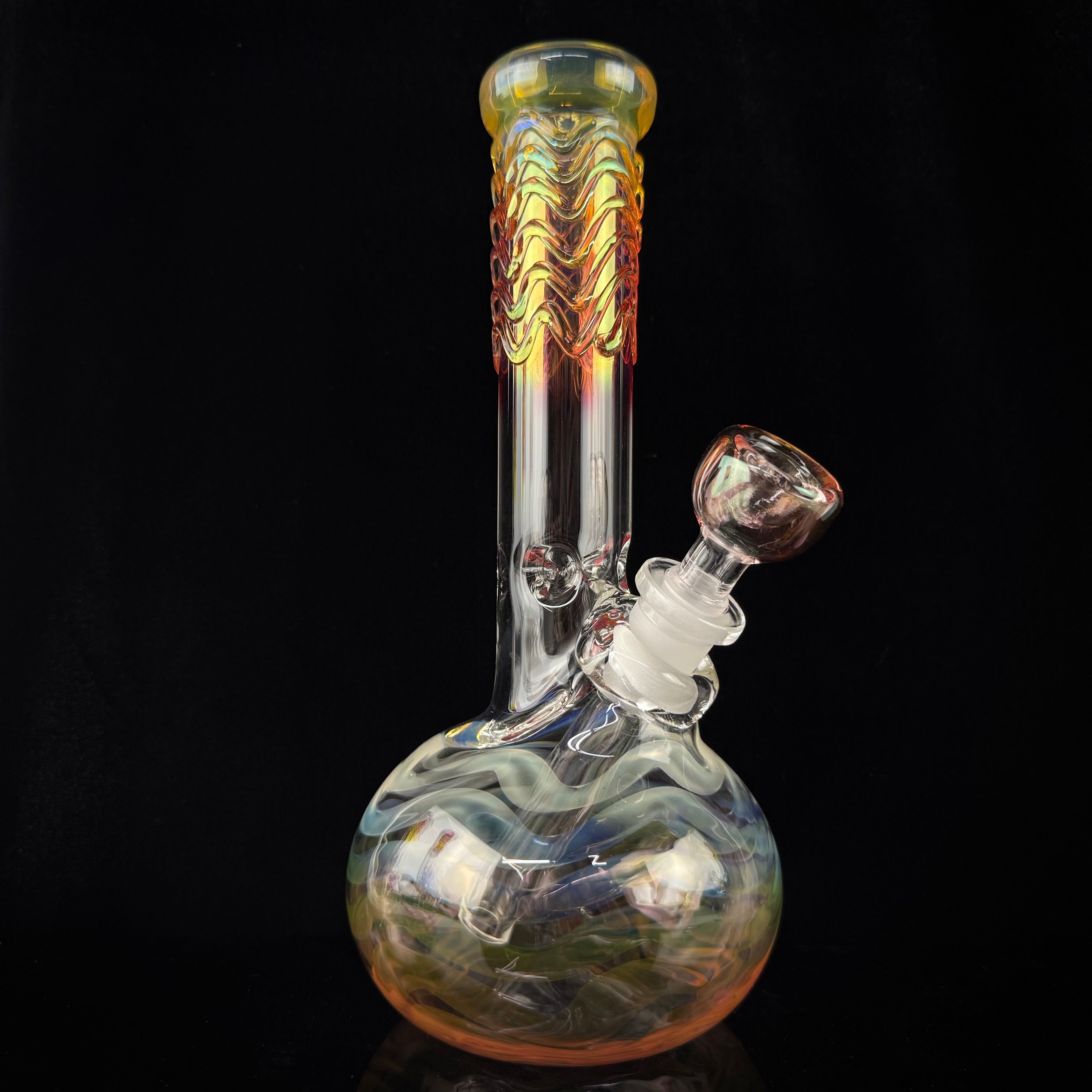 Gold Fumed 32mm Single Bubble Waterpipe by Mary Jane's Glass