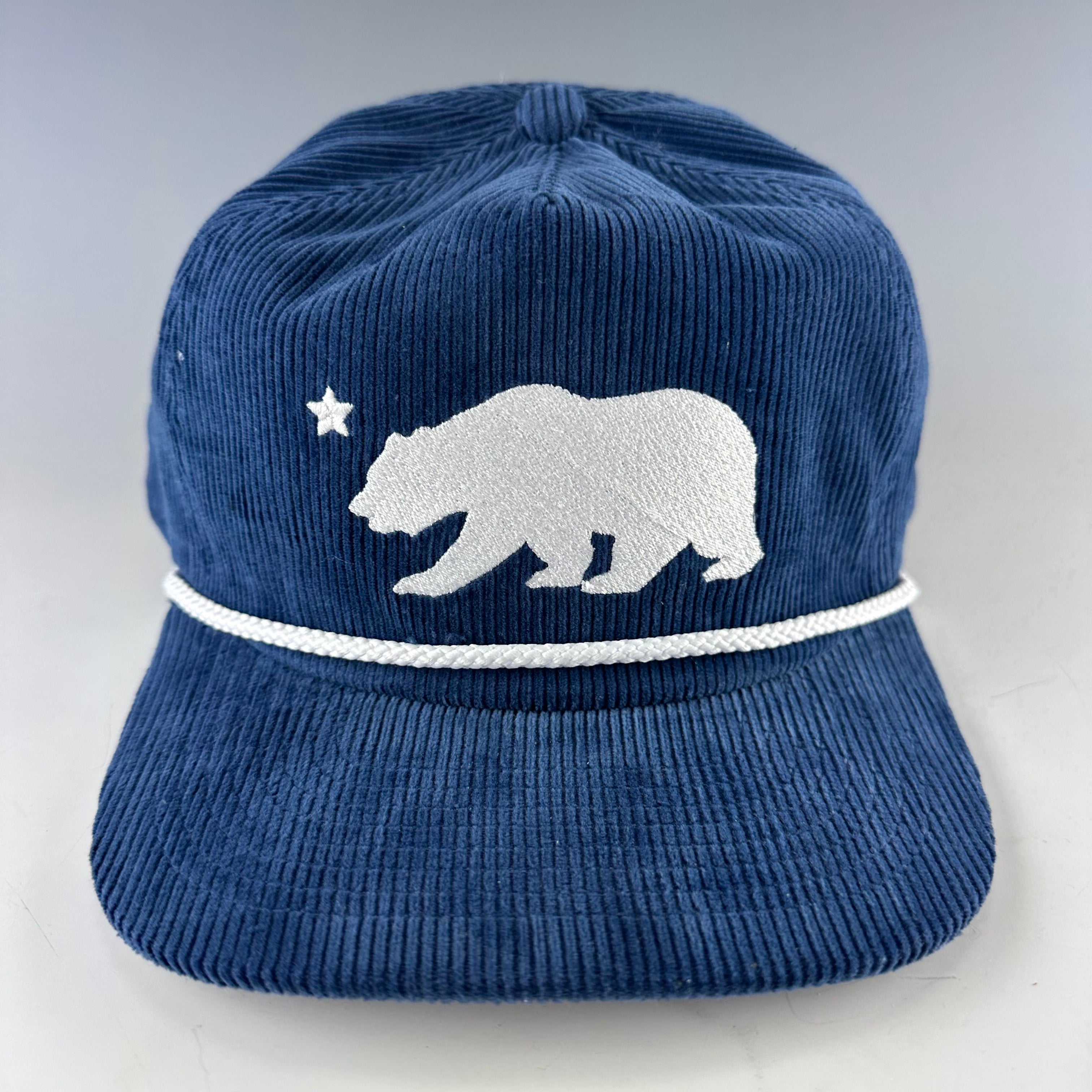 Polar Bear Navy Corduroy Unstructured Snapback Hat by Grassroots