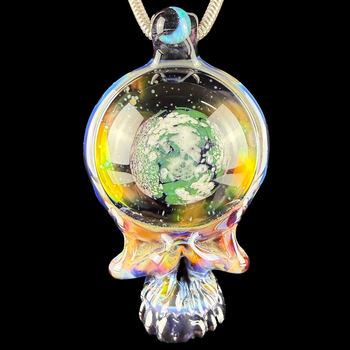 Amber Purple "Space Your Face" Implosion Pendant by Matthew Neebs Glass
