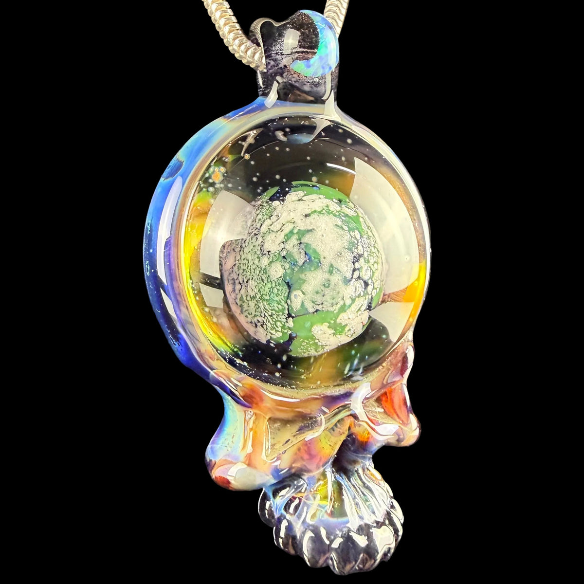 Amber Purple "Space Your Face" Implosion Pendant by Matthew Neebs Glass