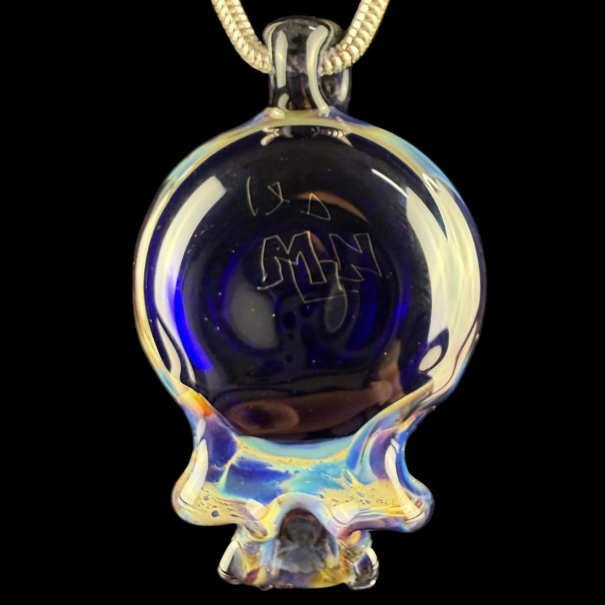 Amber Purple "Space Your Face" Implosion Pendant by Matthew Neebs Glass