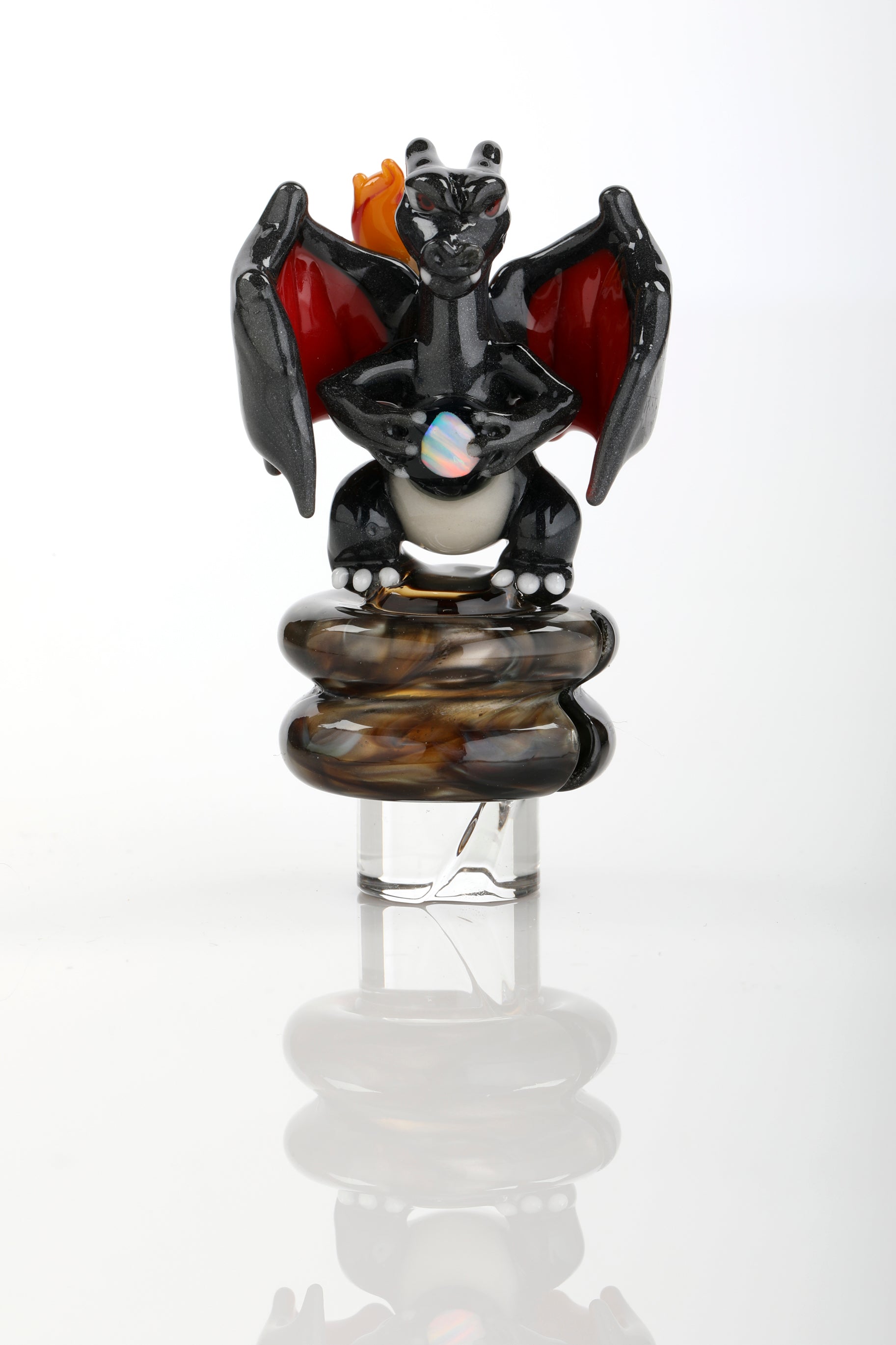 Black Crushed Opal "Charizard" 3DXL Rockulus by One Trick Pony X DeMatteoArt