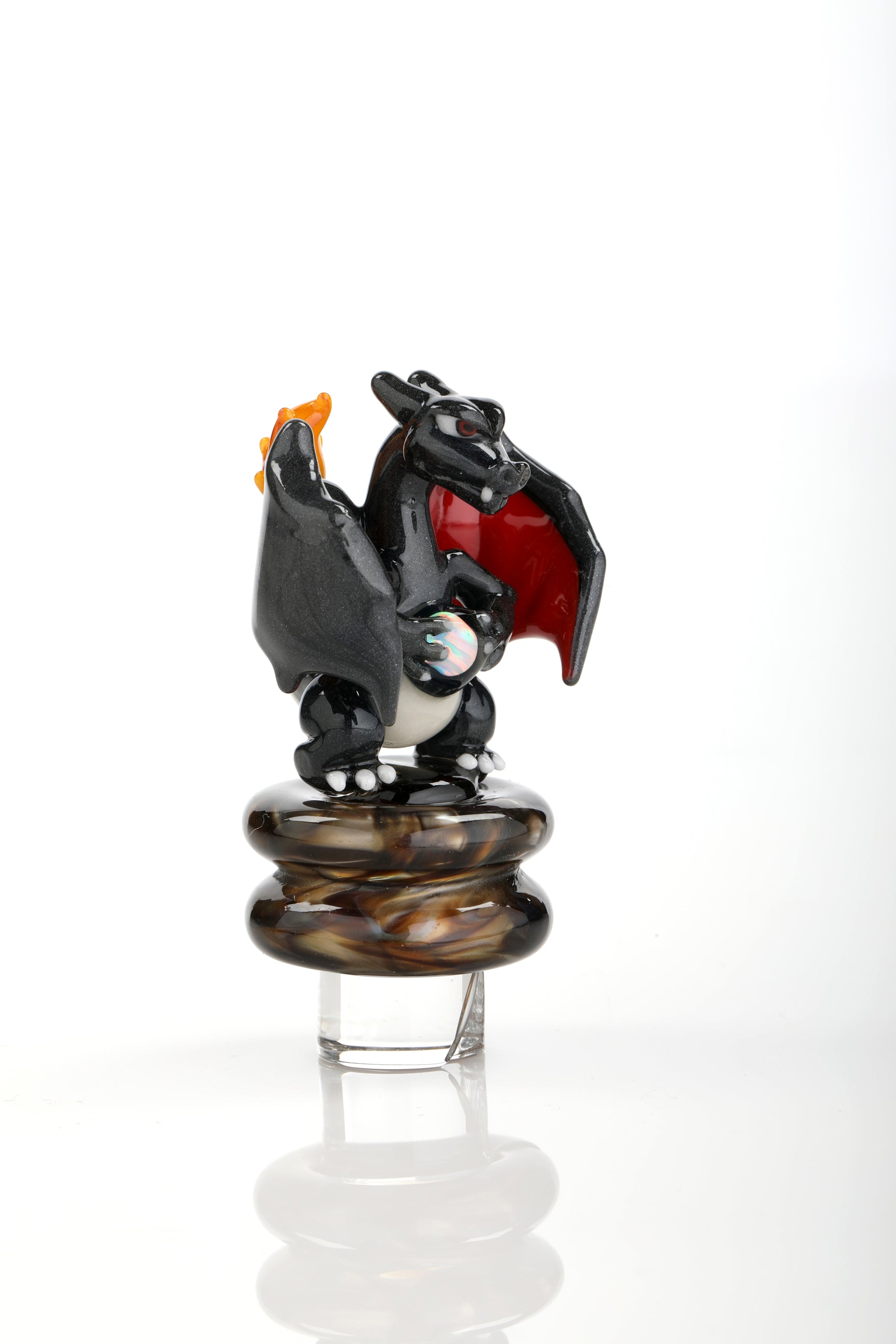 Black Crushed Opal "Charizard" 3DXL Rockulus by One Trick Pony X DeMatteoArt