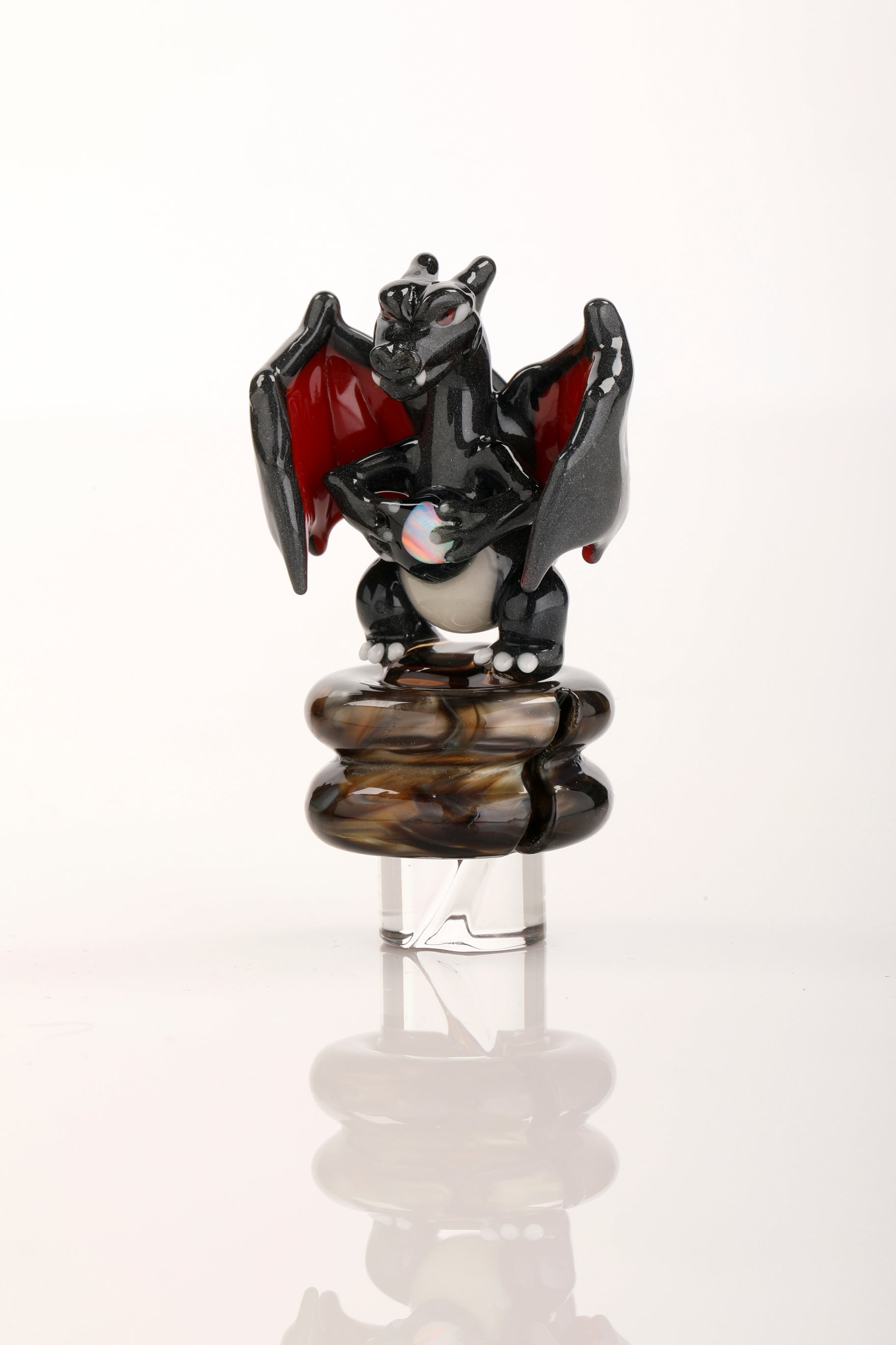 Black Crushed Opal "Charizard" 3DXL Rockulus by One Trick Pony X DeMatteoArt