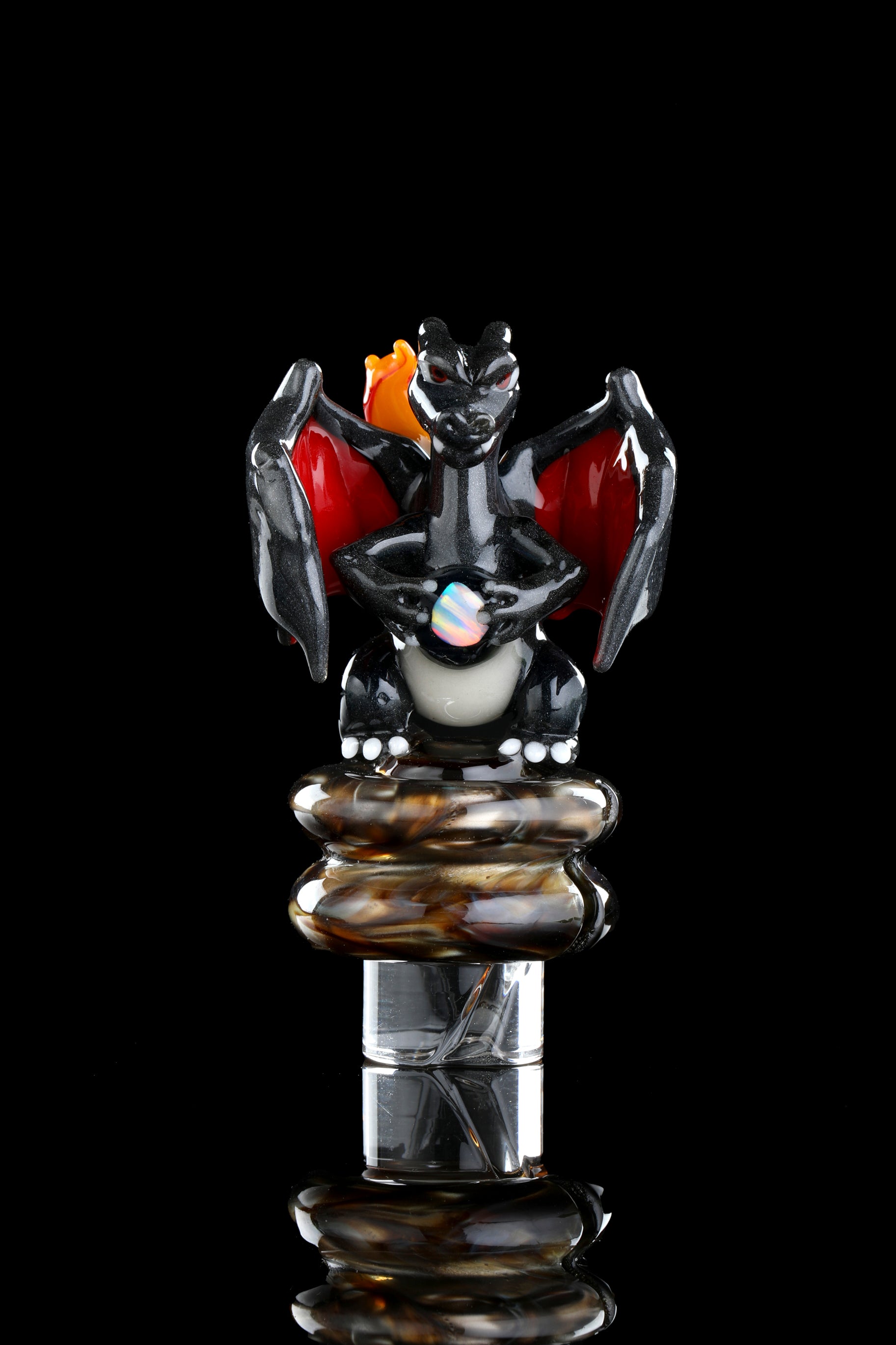 Black Crushed Opal "Charizard" 3DXL Rockulus by One Trick Pony X DeMatteoArt