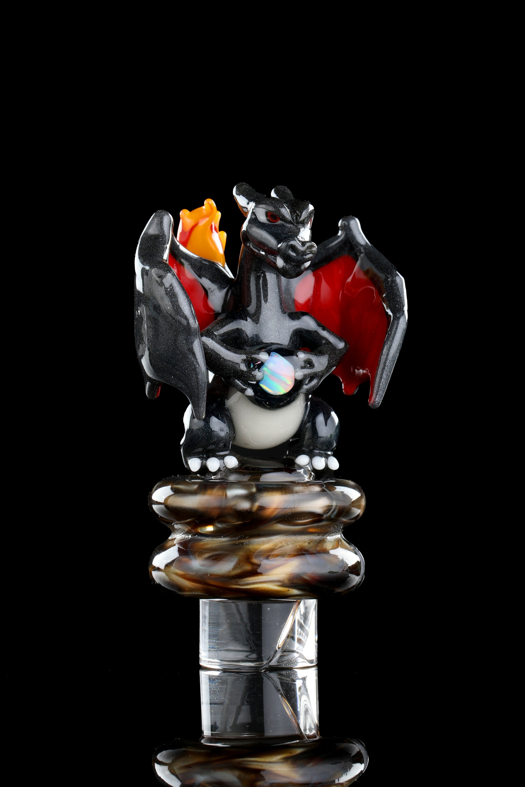 Black Crushed Opal "Charizard" 3DXL Rockulus by One Trick Pony X DeMatteoArt