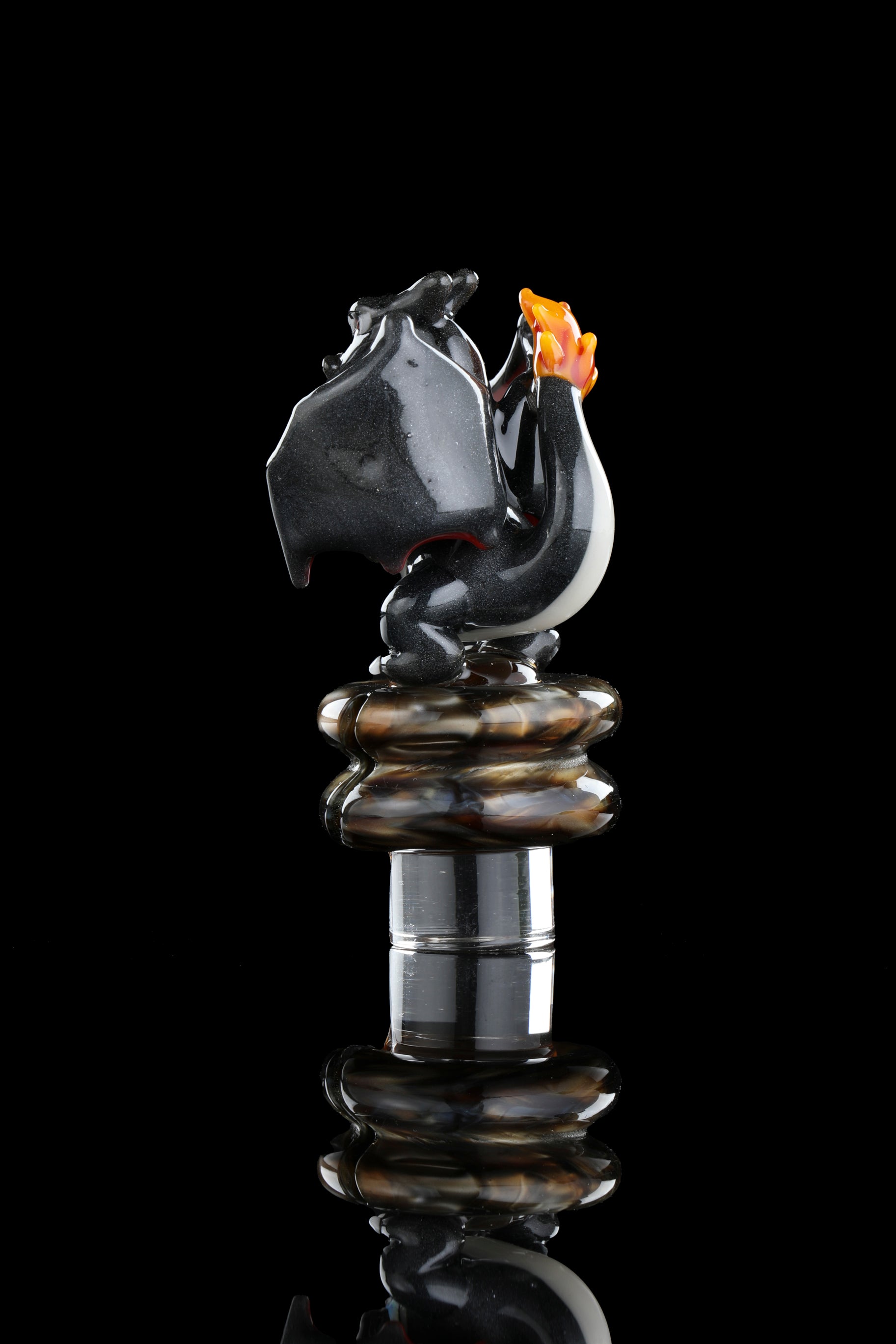 Black Crushed Opal "Charizard" 3DXL Rockulus by One Trick Pony X DeMatteoArt