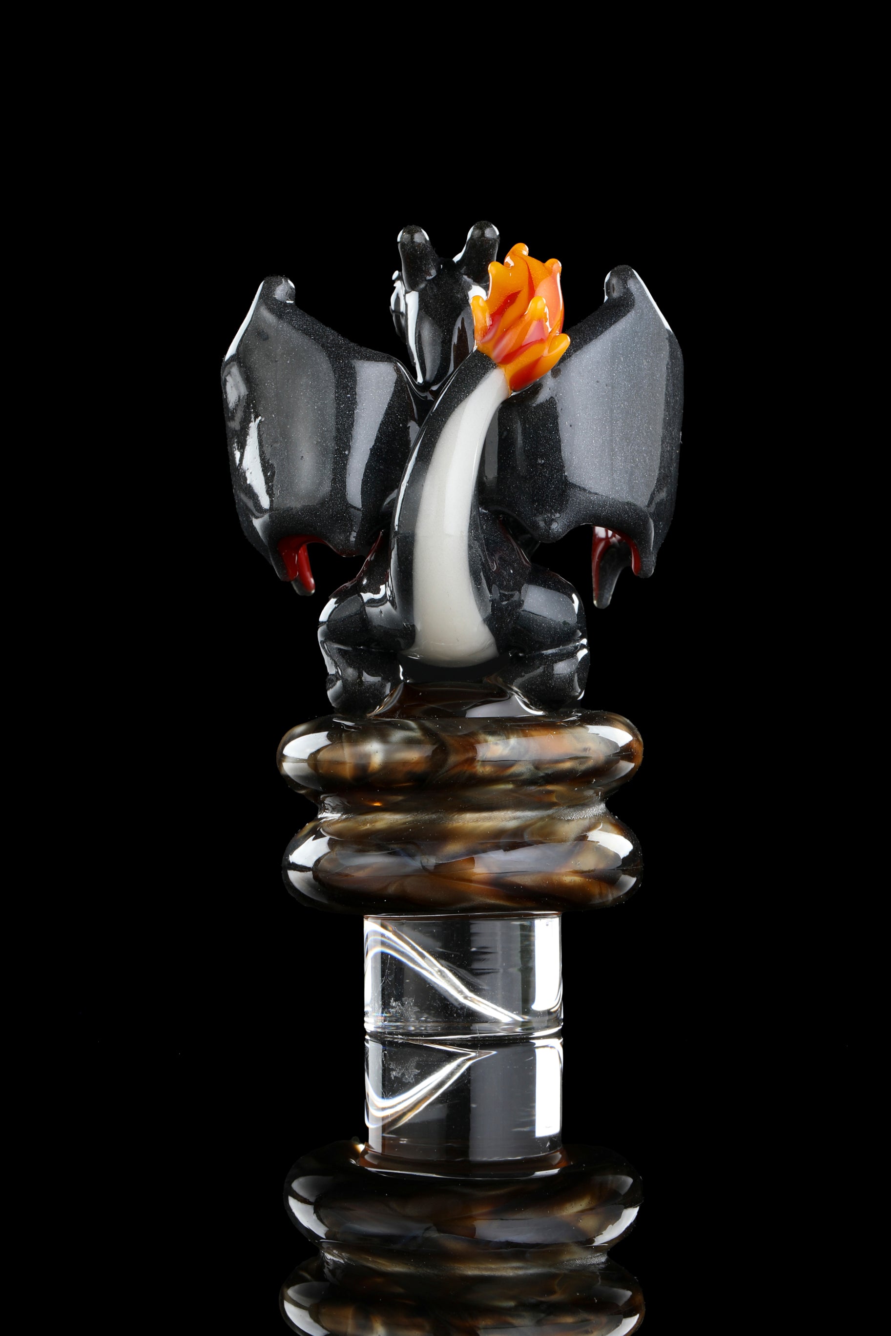 Black Crushed Opal "Charizard" 3DXL Rockulus by One Trick Pony X DeMatteoArt
