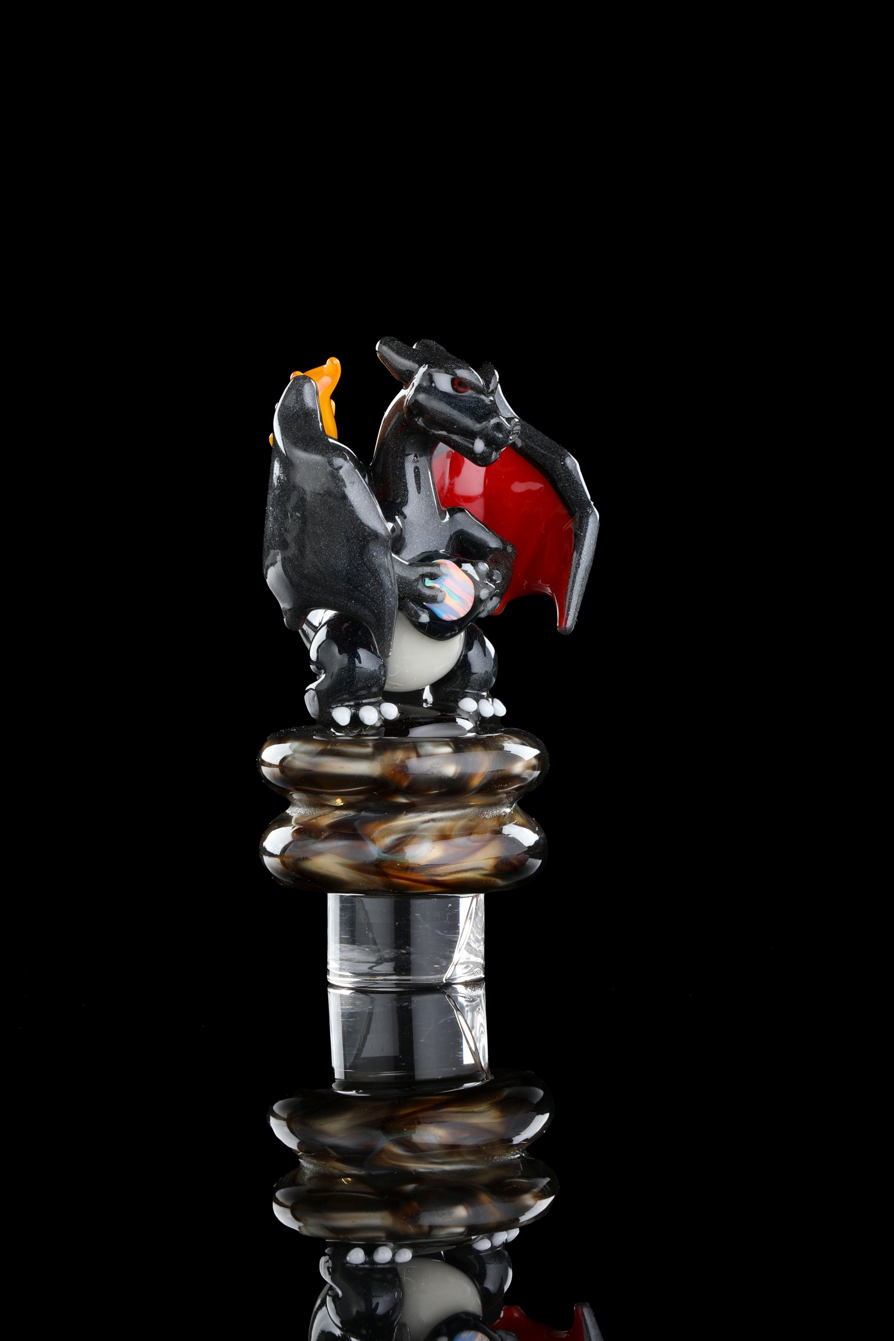 Black Crushed Opal "Charizard" 3DXL Rockulus by One Trick Pony X DeMatteoArt