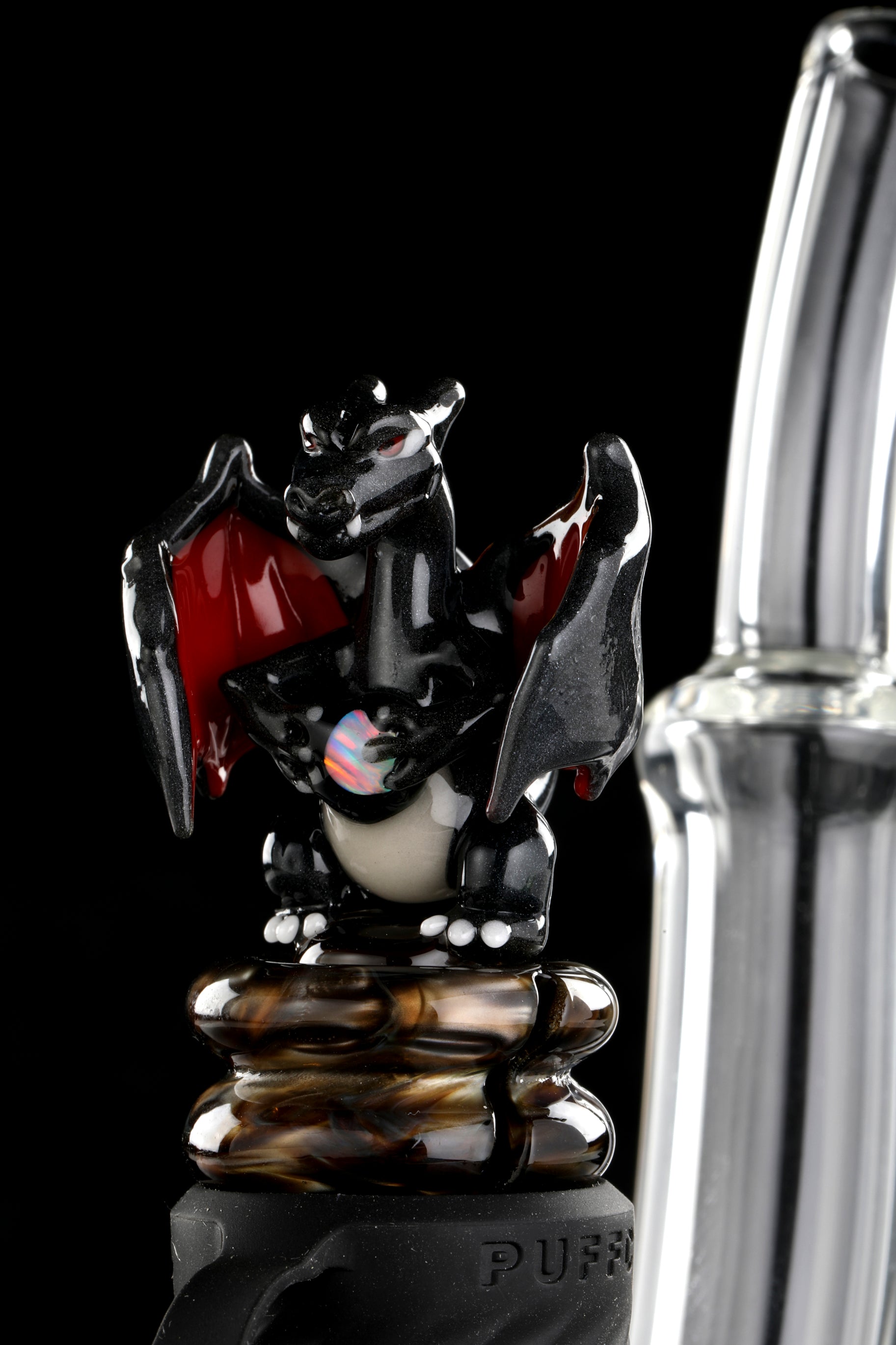Black Crushed Opal "Charizard" 3DXL Rockulus by One Trick Pony X DeMatteoArt