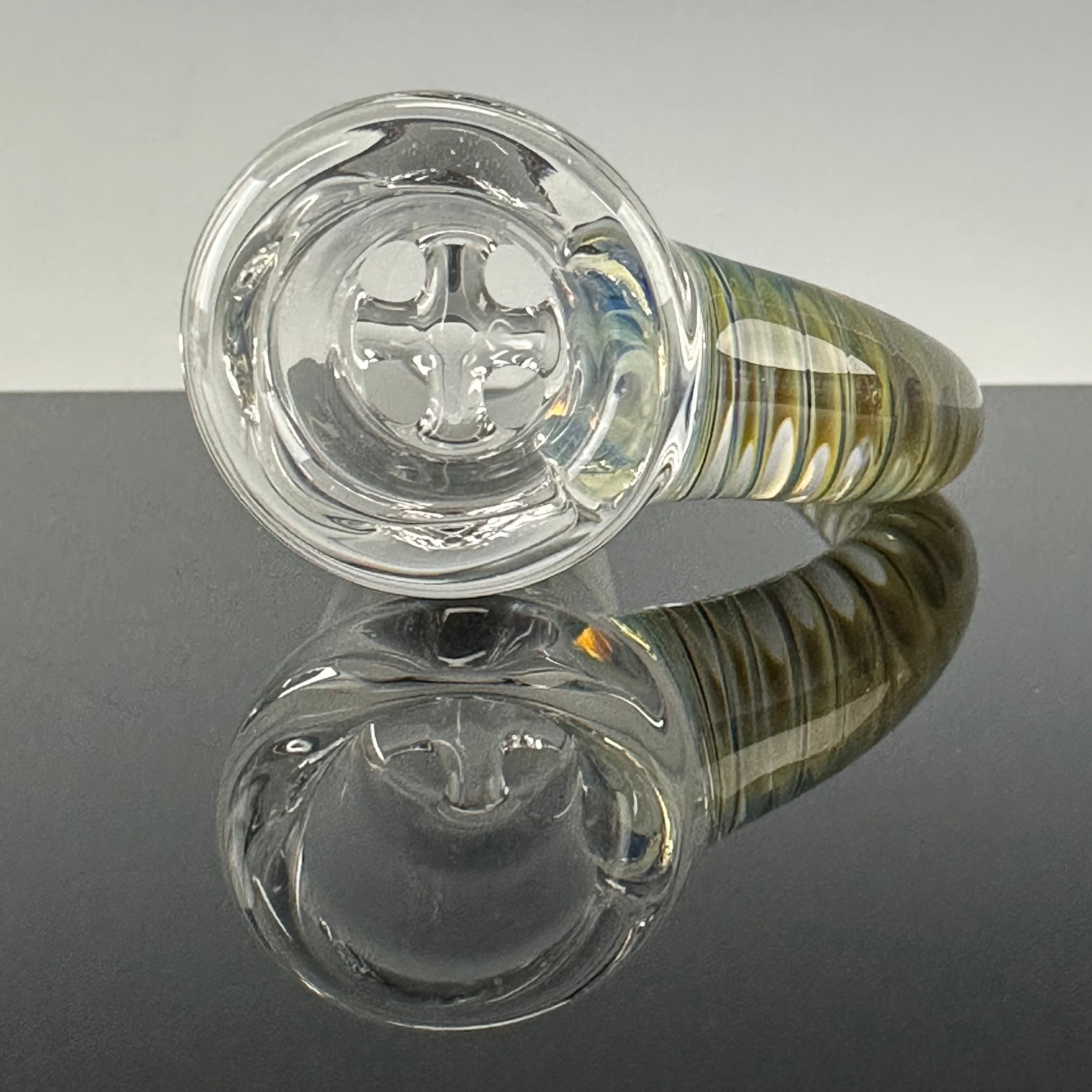 "Plum Crazy" Partial Accent 18mm 4 Hole Slide by Moose Glass