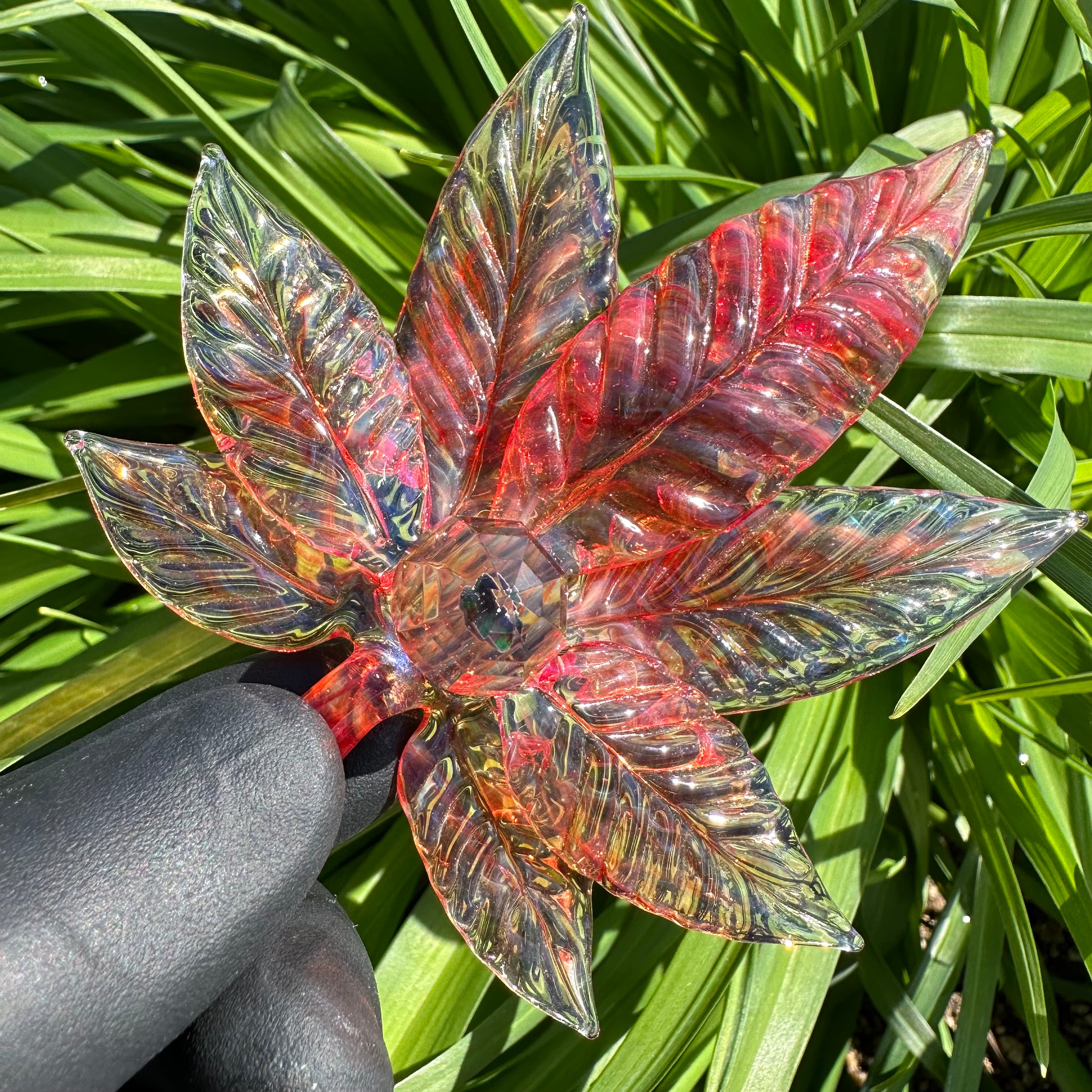 Cannabis Leaf Pendant  by Xen Glass