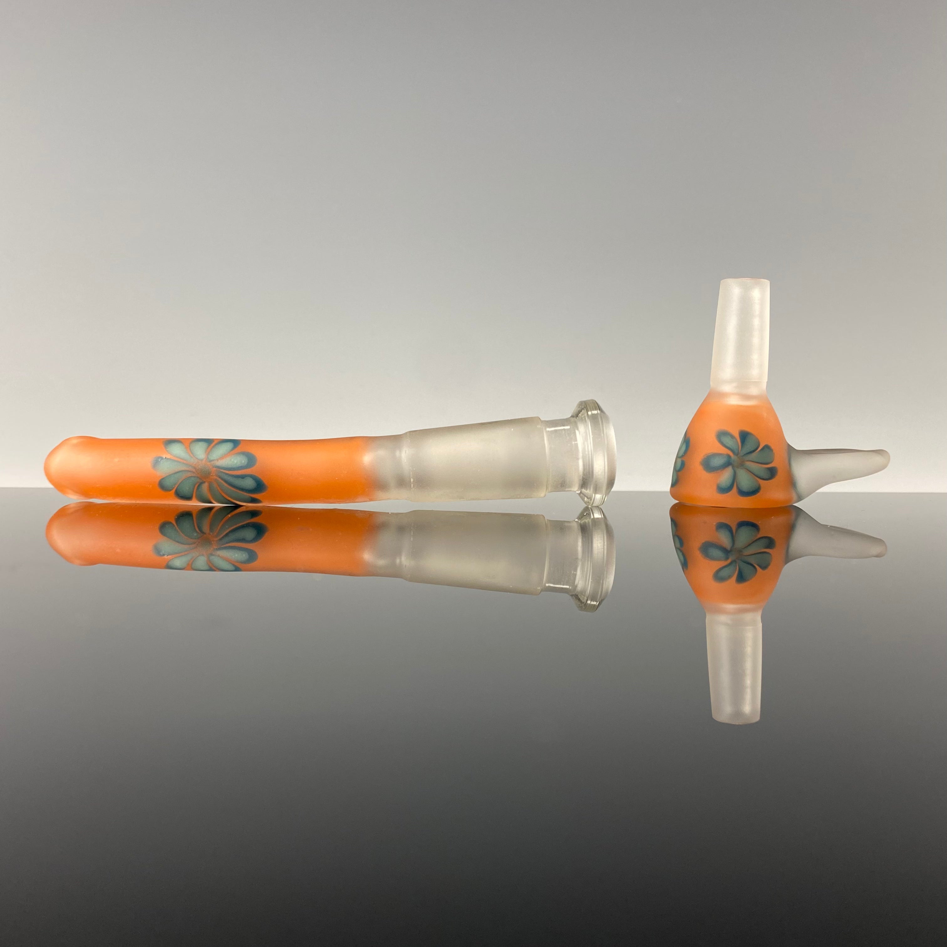 Orange "Cactus w/ Flowers" Minitube by Sarita Glass