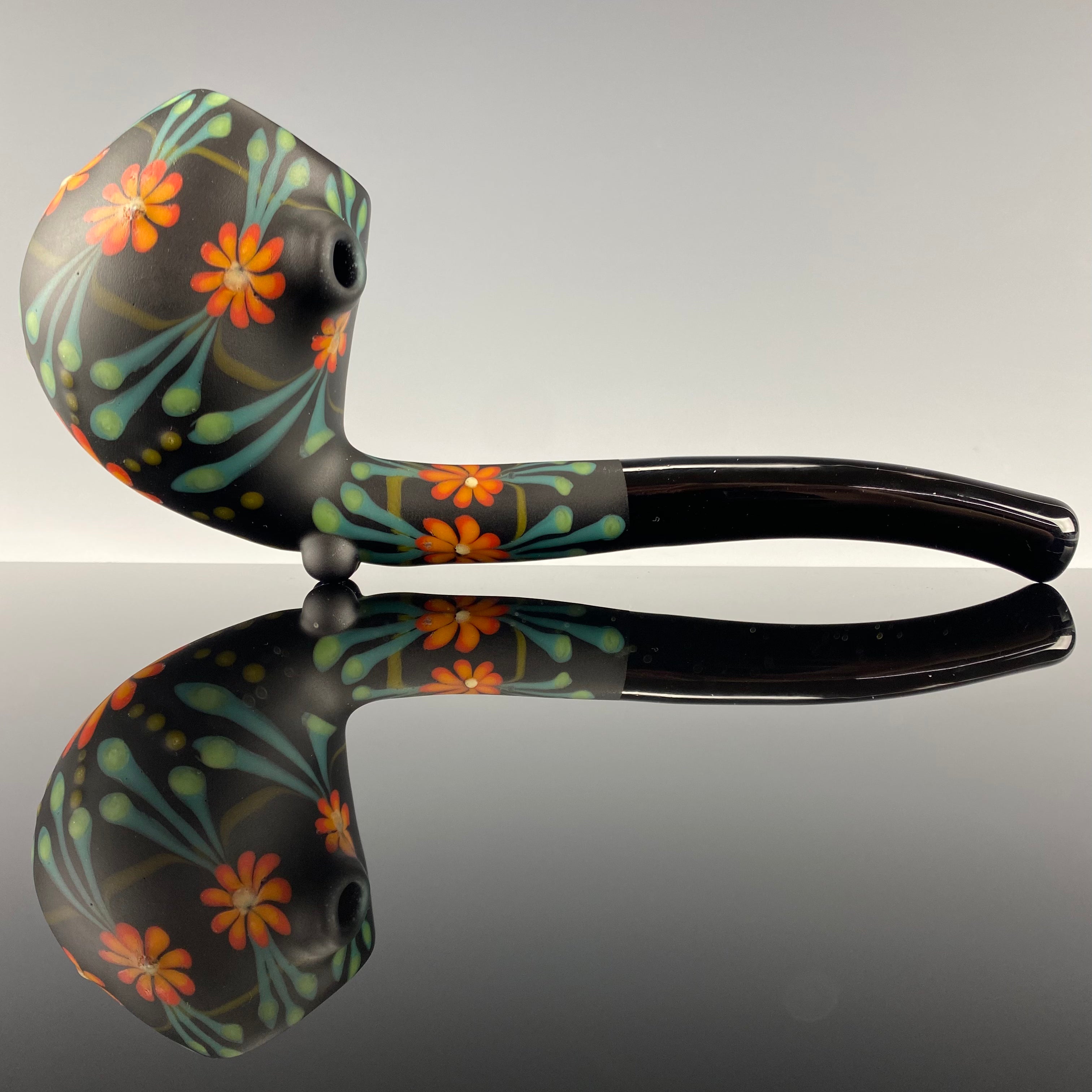 Orange "Floral" Sherlock by Sarita Glass