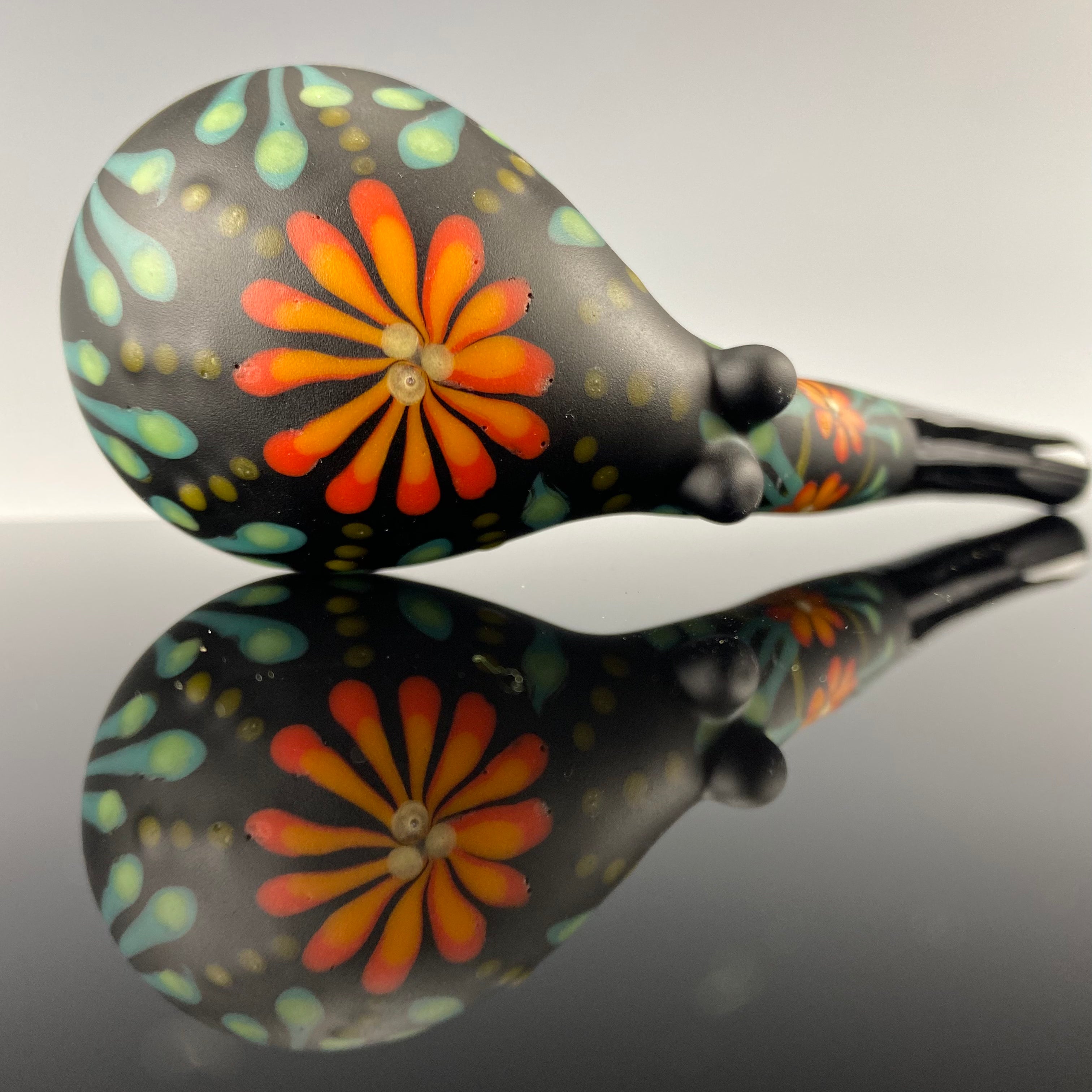 Orange "Floral" Sherlock by Sarita Glass
