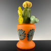 Orange "Cactus w/ Flowers" Minitube by Sarita Glass
