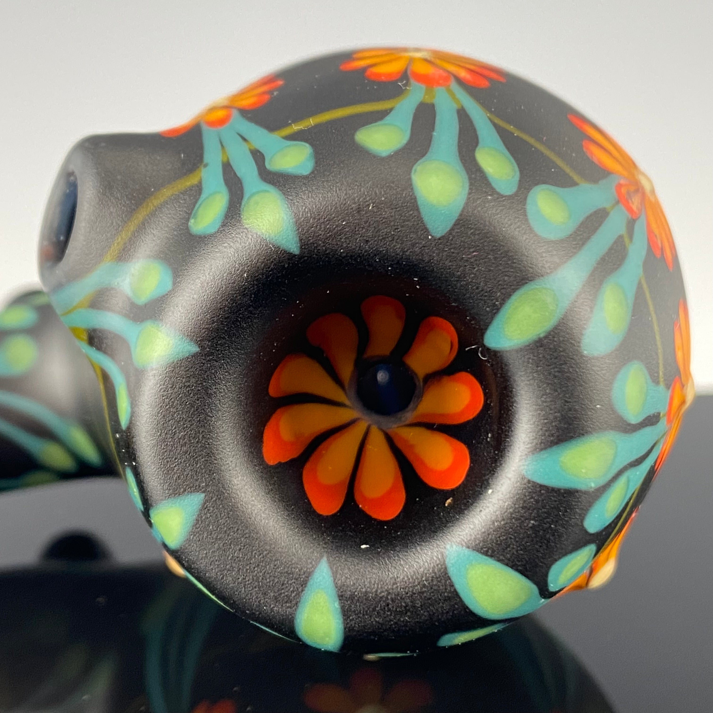 Orange "Floral" Sherlock by Sarita Glass