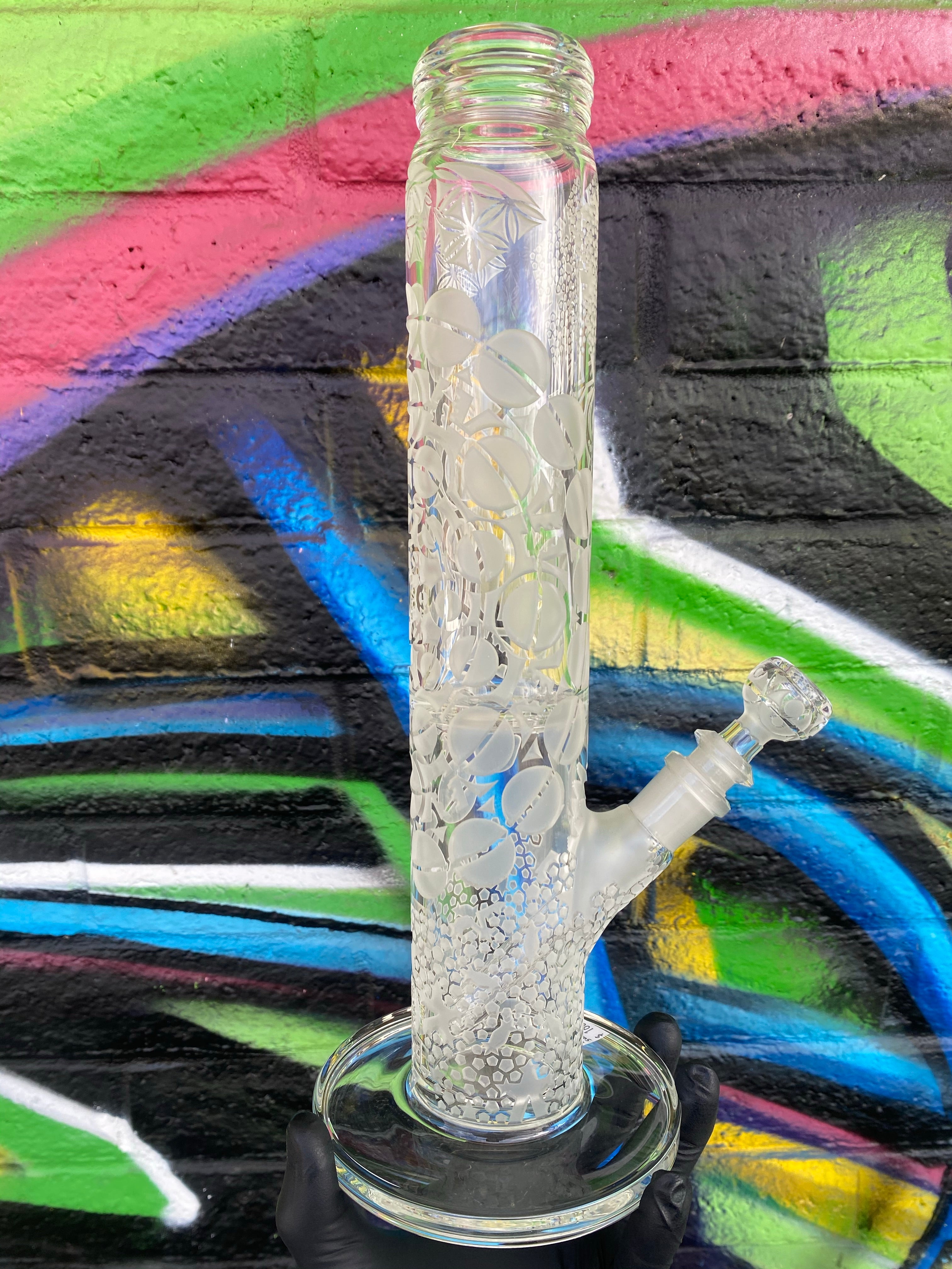 Deep Carved Sacred Geometry Waterpipe by Liberty 503 X RAD Glass