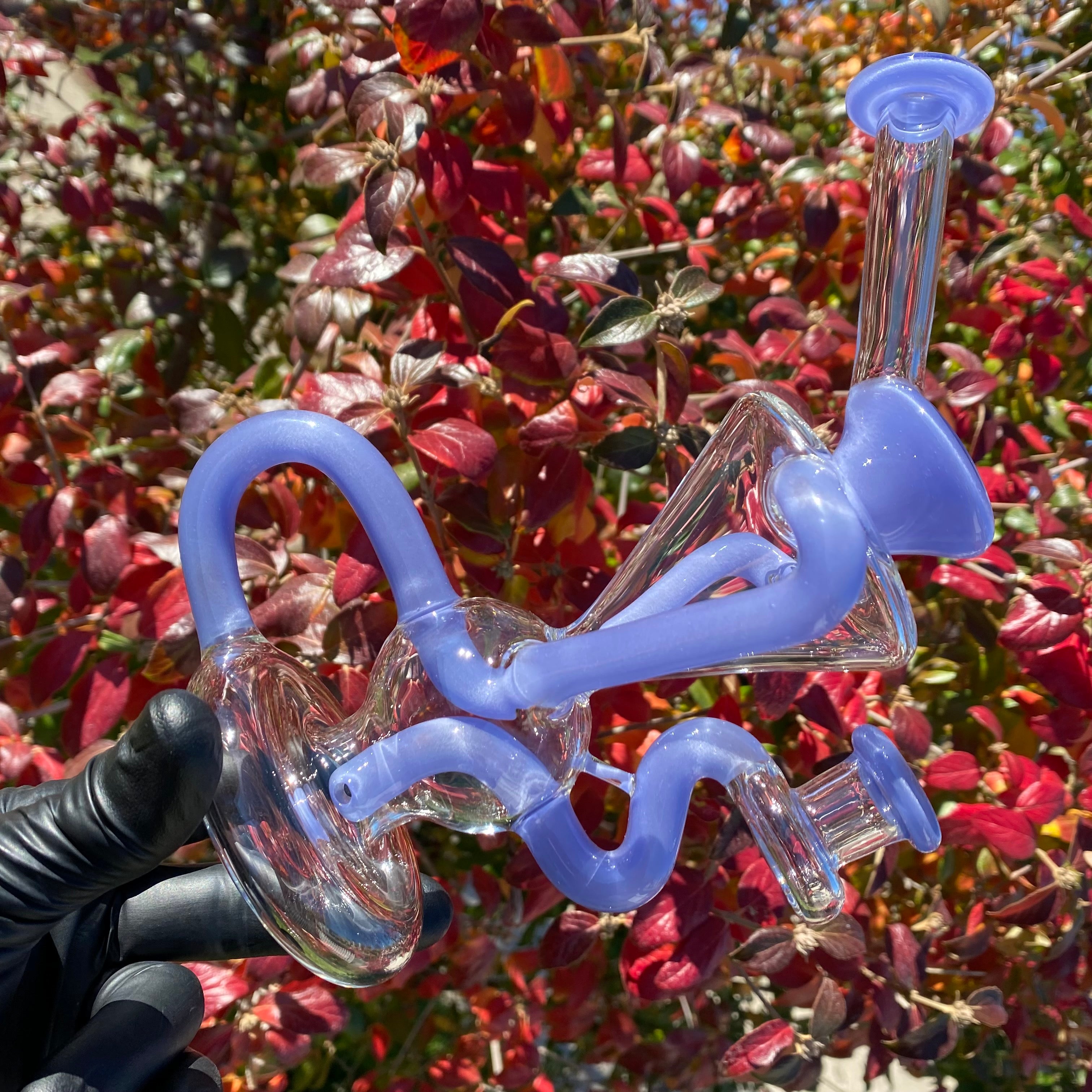 "Blue Satin" Dual-Uptake Klein Recycler by McGrew Glass