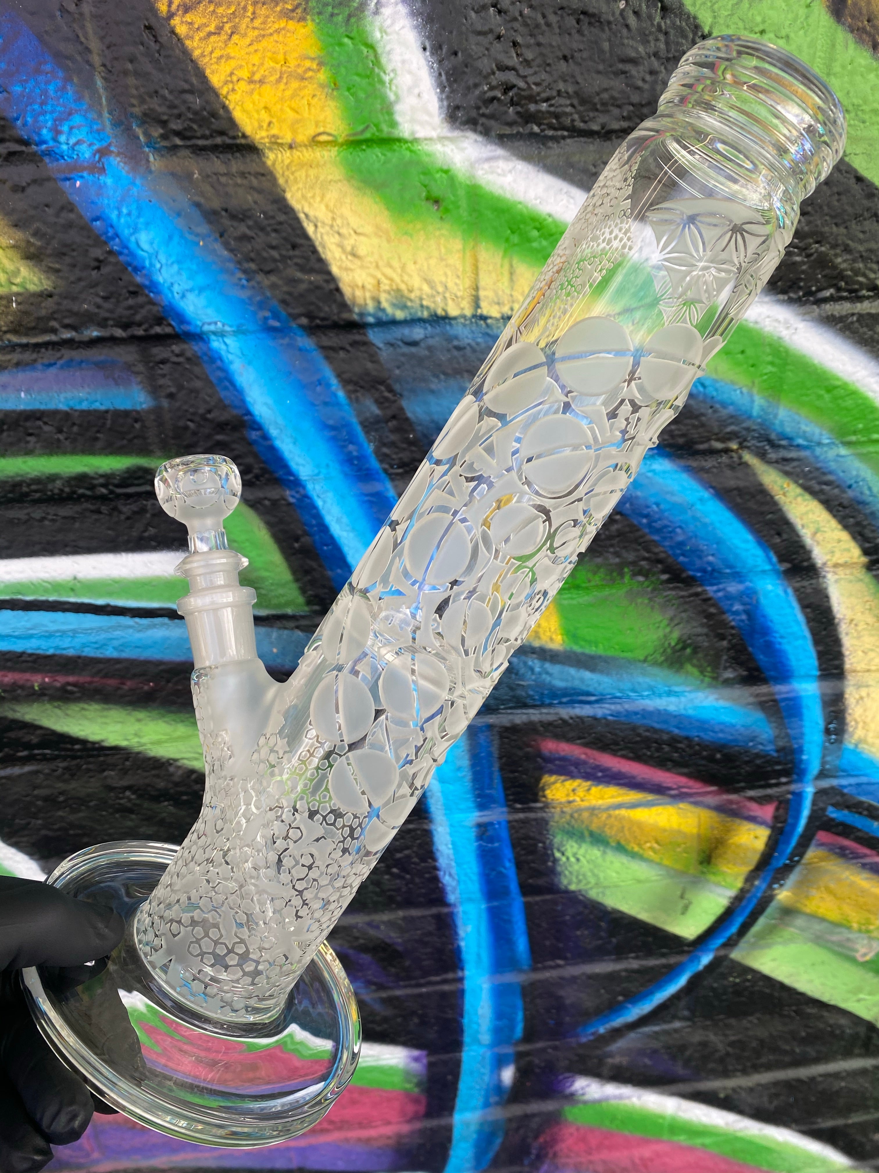 Deep Carved Sacred Geometry Waterpipe by Liberty 503 X RAD Glass