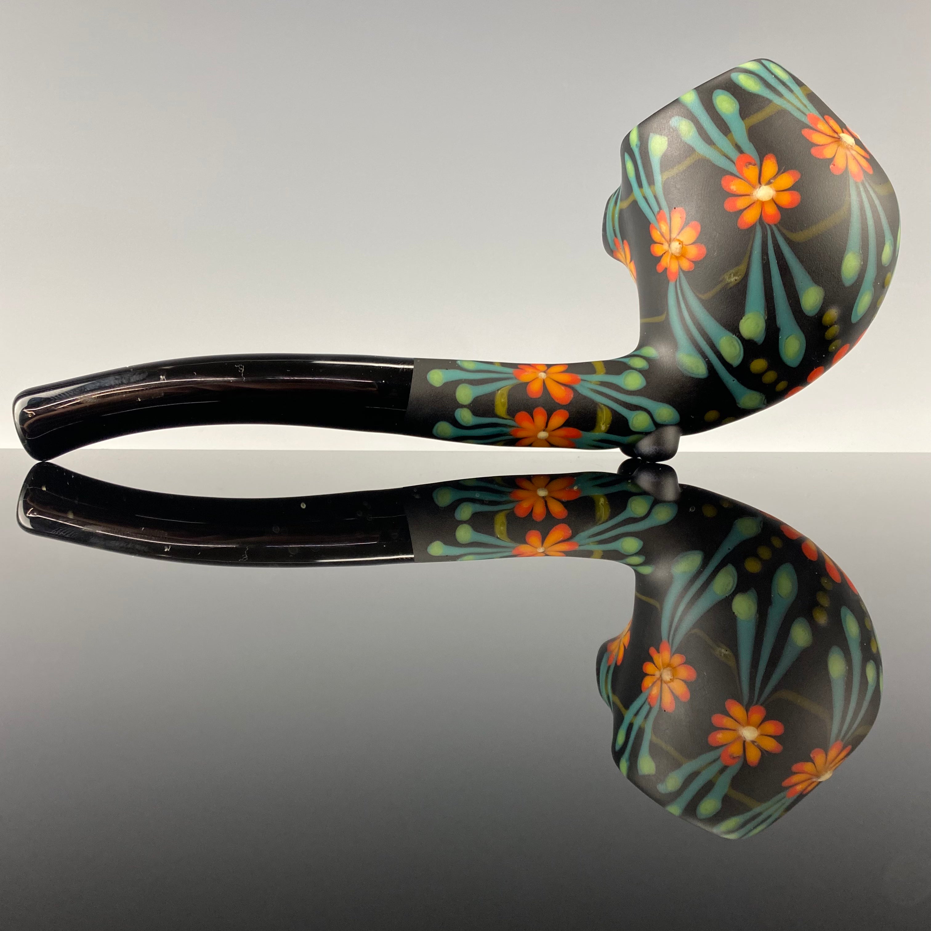 Orange "Floral" Sherlock by Sarita Glass