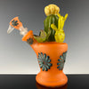 Orange "Cactus w/ Flowers" Minitube by Sarita Glass